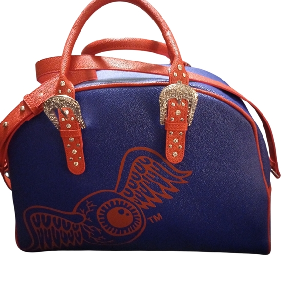 Von Dutch Original Red and Blue Rhinestones DuffleBag, NWT Hard To Find! - Picture 7 of 12